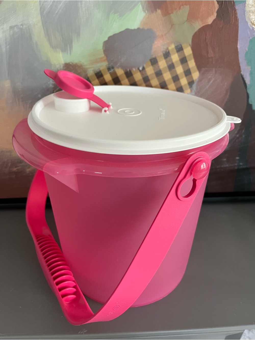 Tupperware Hot Pink Party Bucket with White Lid